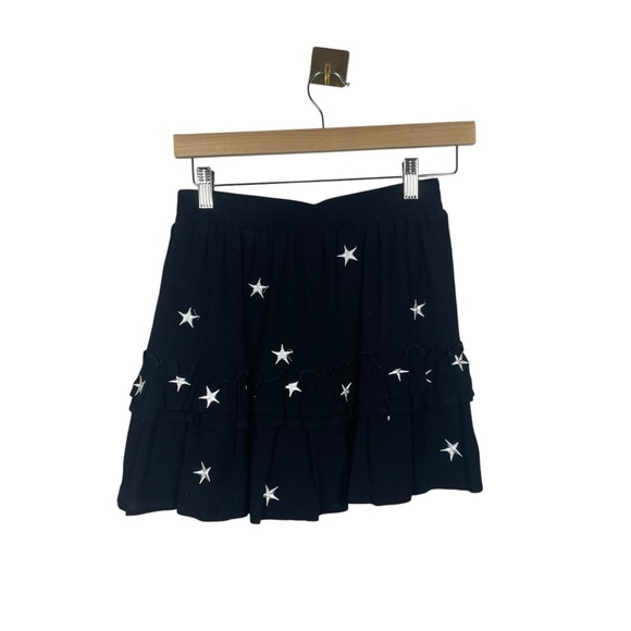 Storia Women’s Ruffle Tiered Embroidered Star Skirt in Black/White Size S - Picture 6 of 9